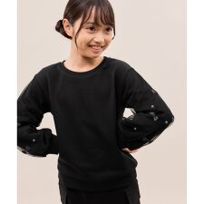 【KIDS/キッズ】ギンガムチェックリボンスリーブ裏毛トップス