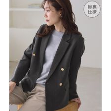 ロペピクニック(ROPE' PICNIC)のレディハンサムシリーズ ウールライク金ボタンジャケット(総裏地)/セットアップ対応