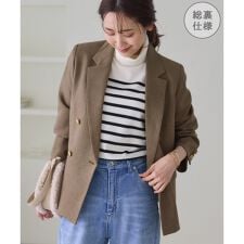 ロペピクニック(ROPE' PICNIC)のレディハンサムシリーズ ウールライク金ボタンジャケット(総裏地)/セットアップ対応