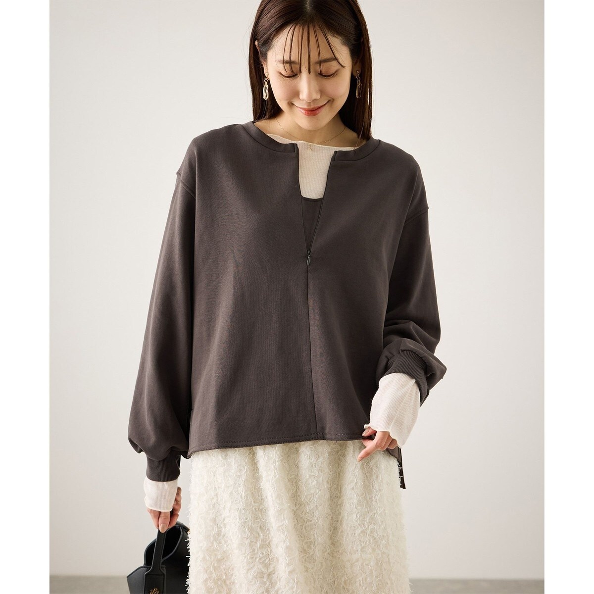 スキッパー裏毛プルオーバー