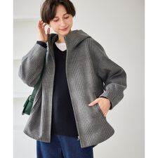 ロペピクニック(ROPE' PICNIC)のジャージーメルトンシリーズ ジップアップフーデッドコート/無地・チェック/リンクコーデ