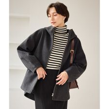 ロペピクニック(ROPE' PICNIC)のジャージーメルトンシリーズ ジップアップフーデッドコート/無地・チェック/リンクコーデ