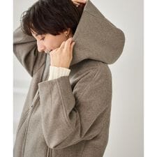 ロペピクニック(ROPE' PICNIC)のジャージーメルトンシリーズ ジップアップフーデッドコート/無地・チェック/リンクコーデ