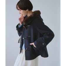 ロペピクニック(ROPE' PICNIC)のジャージーメルトンシリーズ ファー付きショートダッフルコート/リンクコーデ