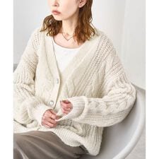 ゆるケーブル編みVネックニットカーディガン