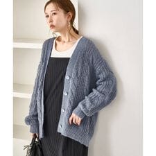 ゆるケーブル編みVネックニットカーディガン