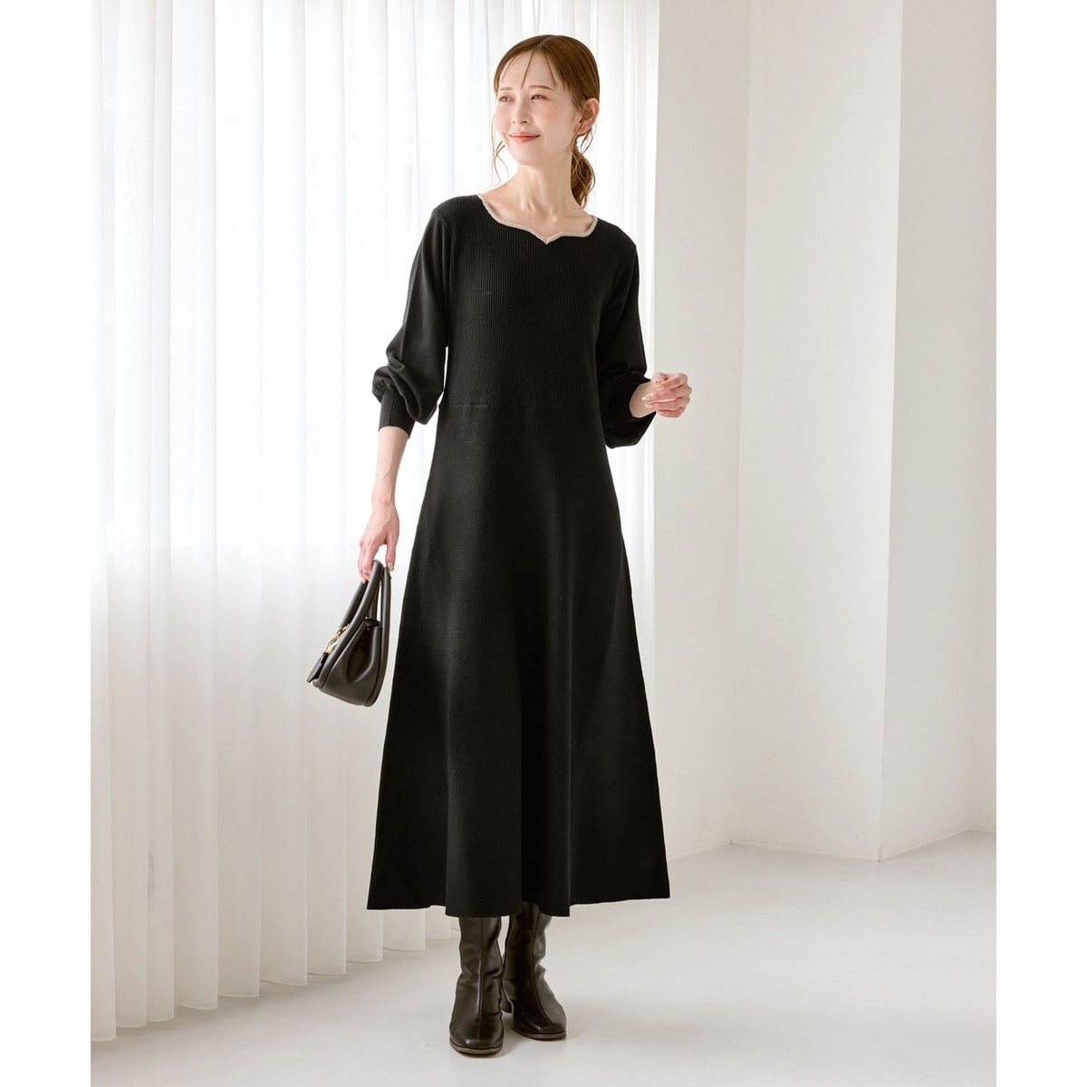 360°ウルトラストレッチ】セットアップ対応/9分丈ワンピース【一部店舗