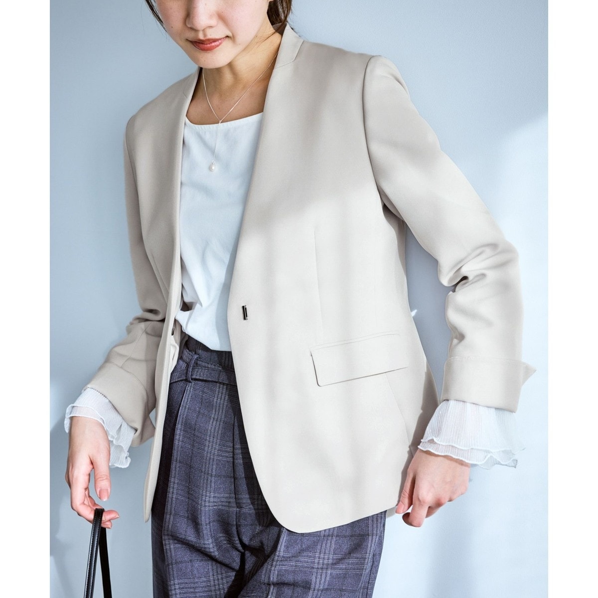 フリンジノーカラーツイードジャケット | ロペピクニック(ROPE' PICNIC