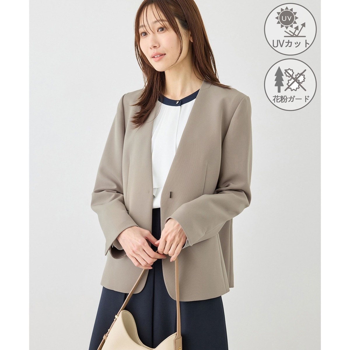 組曲 ダブルクロスストレッチ ノーカラーコート S、Mネイビー入学式 楽天市場】【NAVY】ダブルクロスストレッチノーカラーコート／組曲