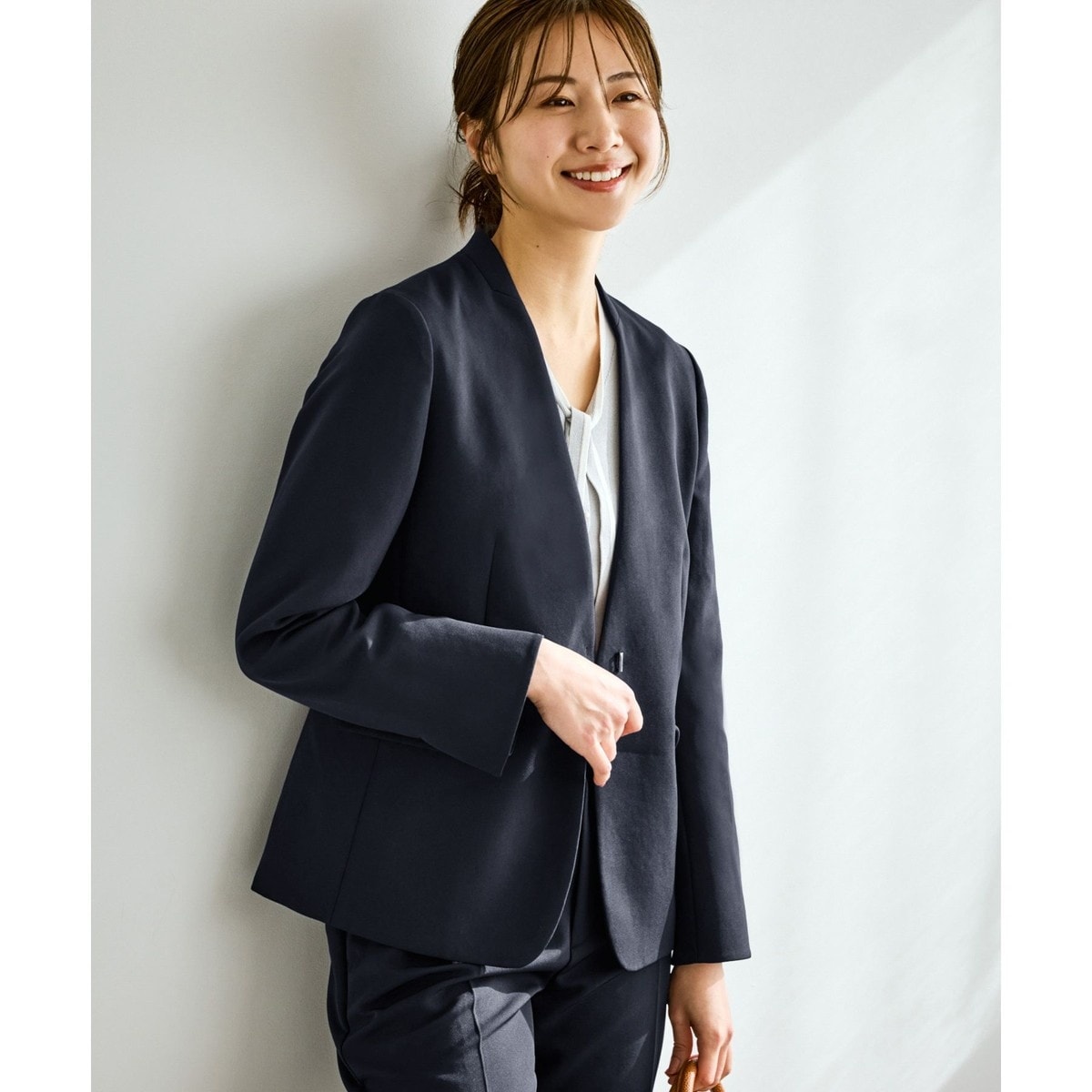 ウール混ノーカラーショート丈コート | セゾン ド パピヨン(SAISON DE