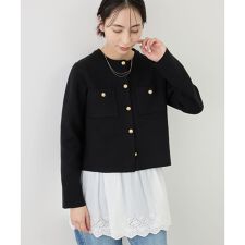 ミラノリブ金ボタンニットカーディガン