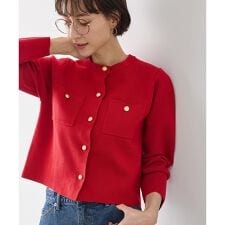 ミラノリブ金ボタンニットカーディガン