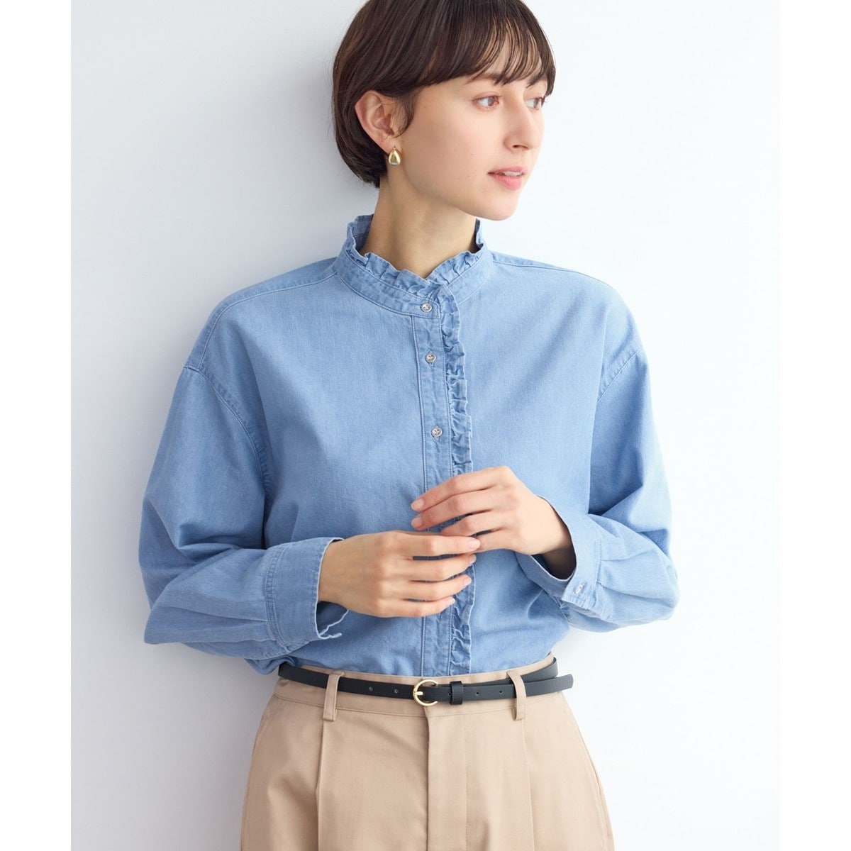 シャンブレーフリルシャツ/イージーケア | ロペピクニック(ROPE