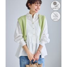 ペプラムシャツブラウス/UVカット・防シワ