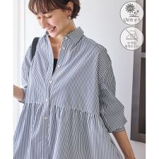 ペプラムシャツブラウス/UVカット・防シワ