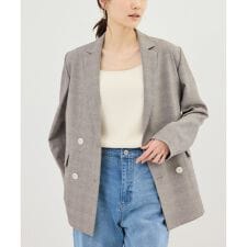 メランジドビーチェックジャケット/セットアップ対応・防シワ・接触冷感