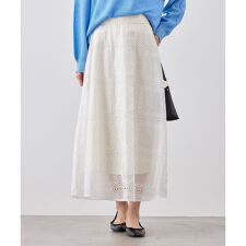 刺繍レースフレアスカート
