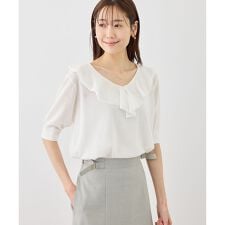 5分袖フリルニット