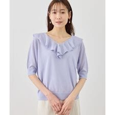 5分袖フリルニット