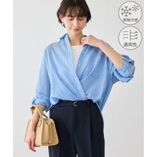 お着軽シャツシリーズ コットンボイル2WAYカシュクールシャツ/接触冷感・通気性