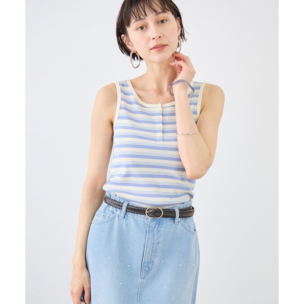 マルチボーダーヘンリーネックタンクトップ | ロペピクニック(ROPE