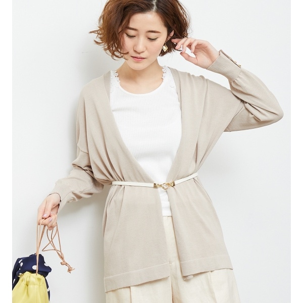 ロペピクニック ロングカーディガン カットソー トッパー 長袖 38 ホワイト ロペピクニック ROPE\u0027 PICNIC 着丈が選べるLEVITAシアーニットトッパー