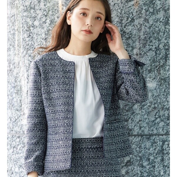 ロペピクニック ツイード ノーカラー セットアップ スカート ラメ