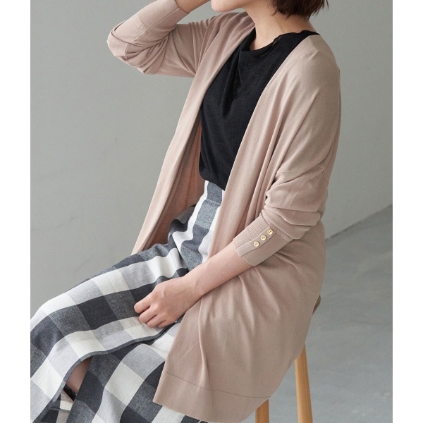 ロペピクニック ロングカーディガン カットソー トッパー 長袖 38 ホワイト ロペピクニック ROPE\u0027 PICNIC 着丈が選べるLEVITAシアーニットトッパー