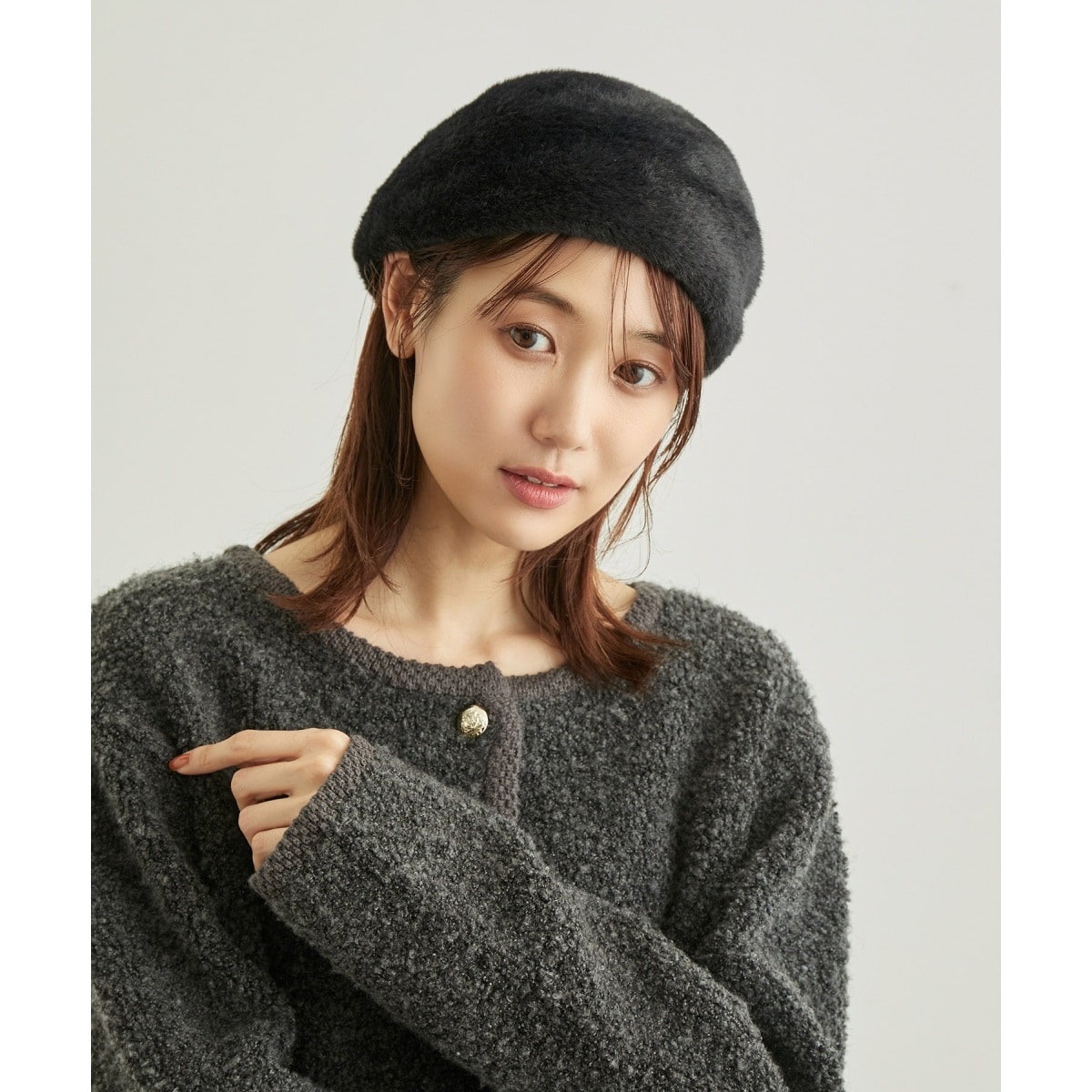 ISABEL MARANT ハンチング・ベレー帽 黒 2305225M0012 セール】コットンニット ベレー帽（ハンチング/ベレー帽