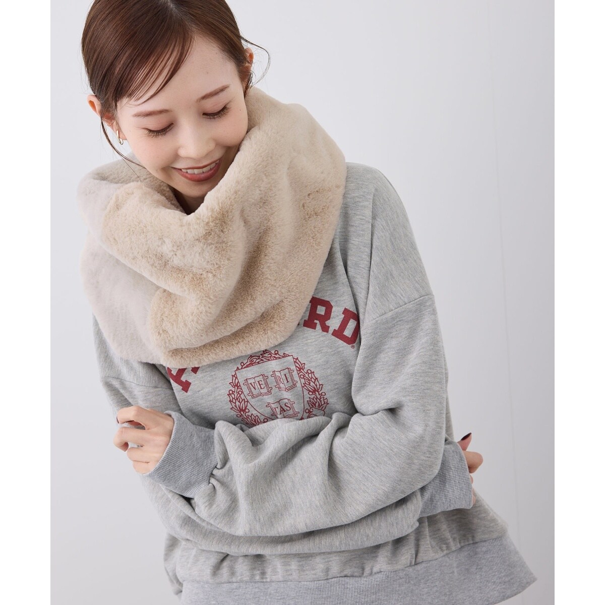 フェイクファー ファーマフラー ショール スヌード バイカラー ボーダー ストライプ 結婚式 二次会 インスタ映え 小さいサイズ⁄2WAYフェイクファーティペット （マフラー・ショール