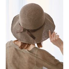 細編みスリムリボンハット