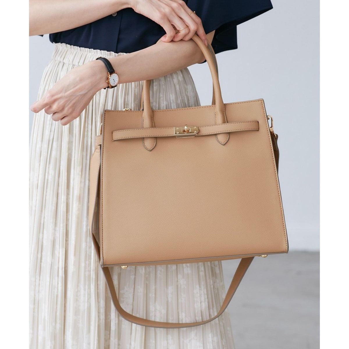 ロペピクニックパサージュ（ROPE’ PICNIC PASSAGE）/【WEB限定】 ベルトデザインスクエアトートバッグ/通勤対応 WEB限定】 ベルトデザインスクエアトートバッグ/通勤対応 | ロペ