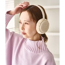 リボン刺繍スウェード×フェイクファーイヤーマフ