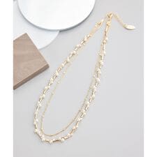 デザインパールチェーン2連ショートネックレス