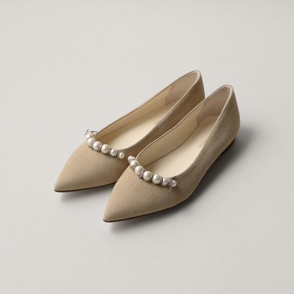 【新品】Odette e Odile パール×ドット華奢フラットパンプス フェイクパール フラット10↓↑ | オデットエオディール(ODETTE