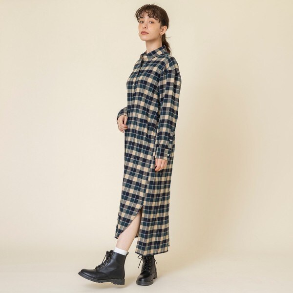 おすすめ コットンネルシャツワンピース 手洗い可能 人気の