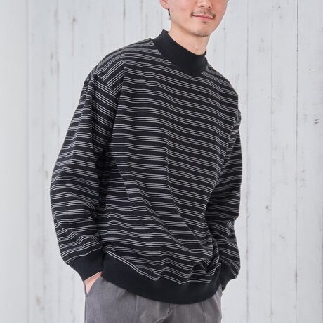 裏起毛ボーダーワイドリブクルーネックスウェット | コーエン(coen 