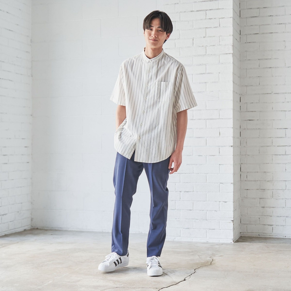 BONCOURA × LOFTMAN バンドカラーショートスリーブシャツ に人気