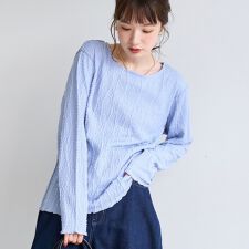 【再入荷・新色登場】ウェーブデザイン カットジャガード クルーネックTシャツ
