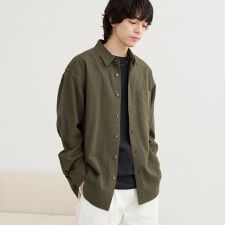 リネン混インドコットンシャツ