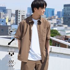 コーエン(coen)の【爽多(R)】リラックス半袖シャツ　ーストレッチ、吸水速乾、通気性、洗濯機洗い可ー