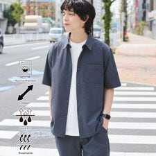 コーエン(coen)の【爽多(R)】リラックス半袖シャツ　ーストレッチ、吸水速乾、通気性、洗濯機洗い可ー