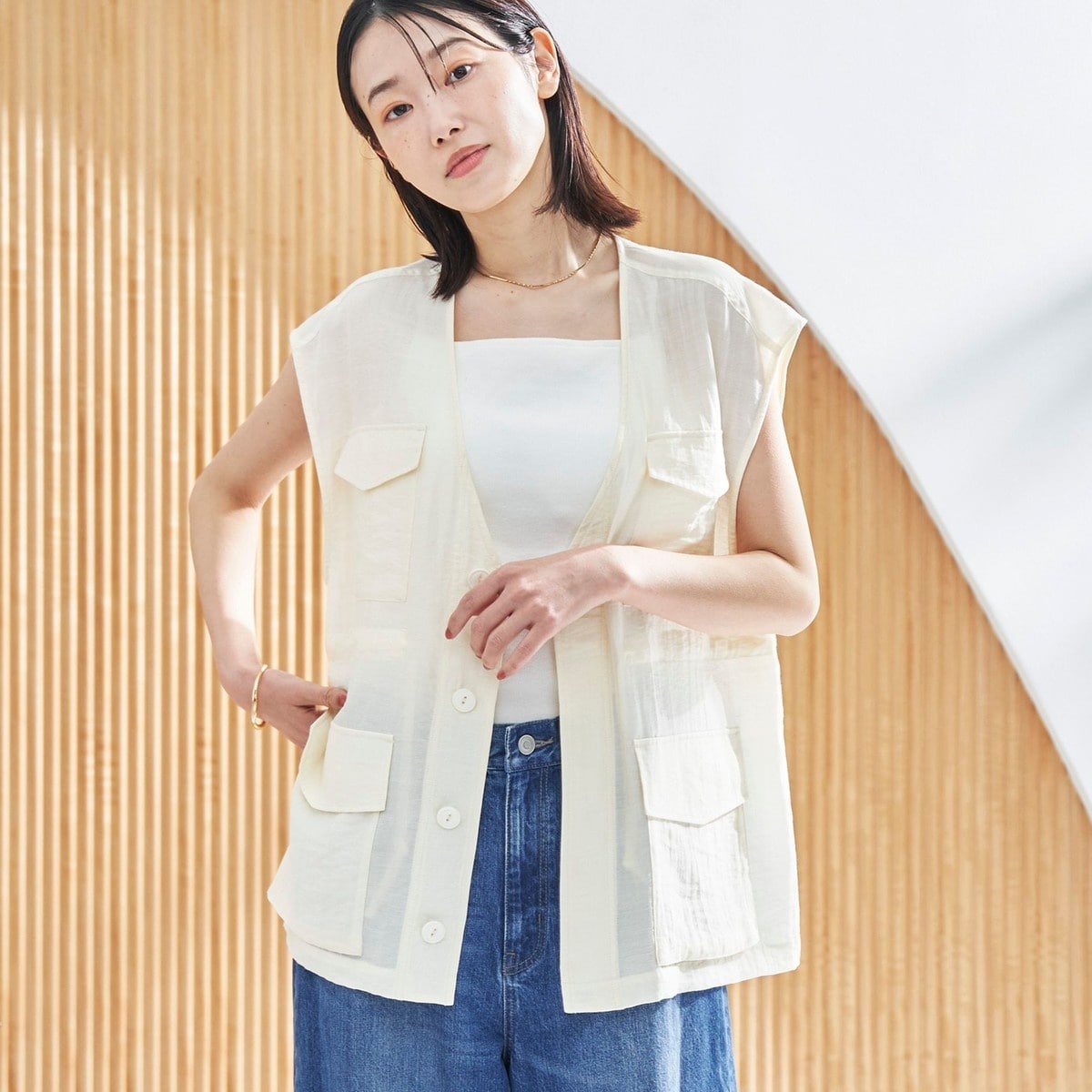 [�}���C]�V�A�[�~���^���[�x�X�g/�R�[�G���icoen�j OFF WHITE
