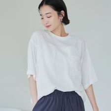 【接触冷感】五分袖Tシャツブラウス
