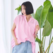 バックシャーリングスキッパーフレンチスリーブブラウス