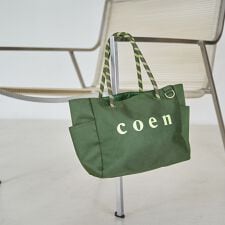【一部WEBカラー・新色登場】coen（コーエン） ロゴ ポリキャンバストートバッグ（Mサイズ）