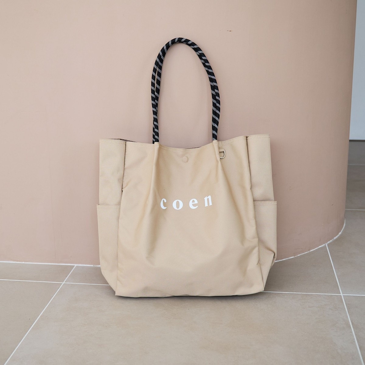 【再入荷・新色登場】 coen（コーエン） ロゴ ポリキャンバストートバッグ（Lサイズ）