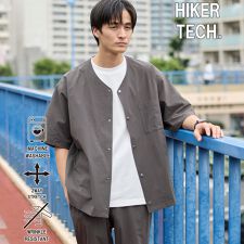 ハイカーテックライトウェイトノーカラーシャツ【洗濯機洗い可・２WAYストレッチ・防シワ】