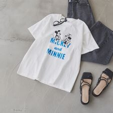 【MICKEY(ミッキー) / 別注】ミッキー＆ミニー / コンパクトプリントＴシャツ