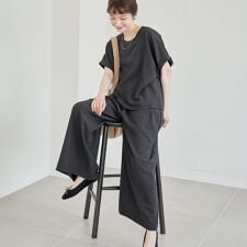 【セットアイテム】リネンタッチTブラウスセットアップ